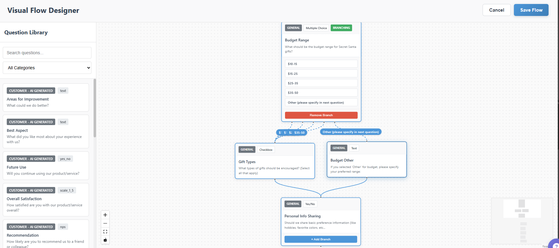 Survey Creators Visual Flow Designer