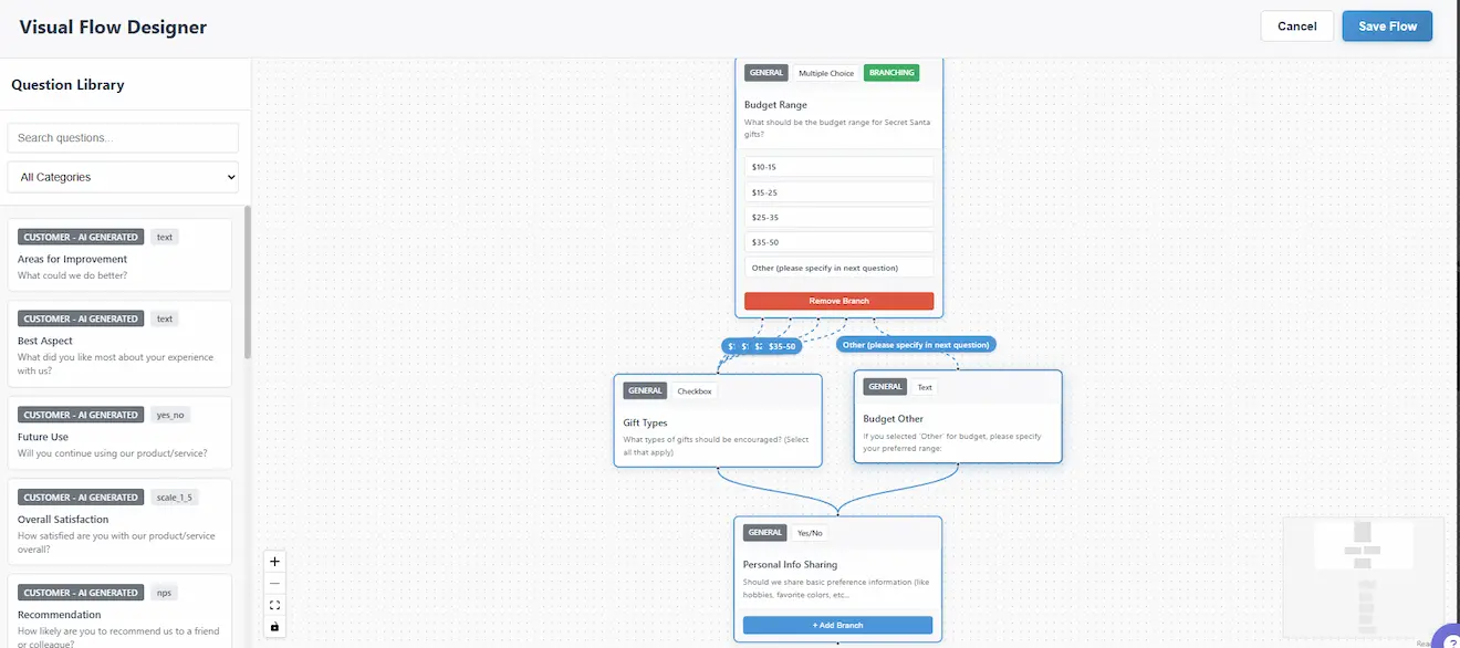Survey Creators Visual Flow Designer - Build surveys with branching logic